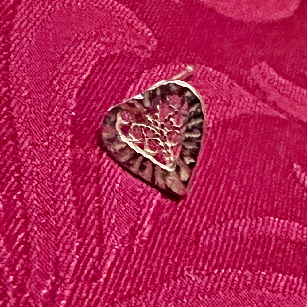 14k Solid Yellow Gold Heart Single Stud Earring O… - image 2